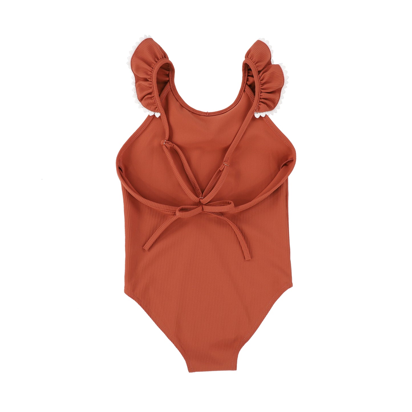 WATER CLUB RUST RIBBED SCALLOP TRIM SWIMSUIT [FINAL SALE]