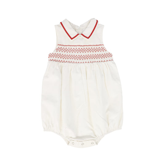 BACE COLLECTION WHITE SMOCKED COLLAR ROMPER [FINAL SALE]