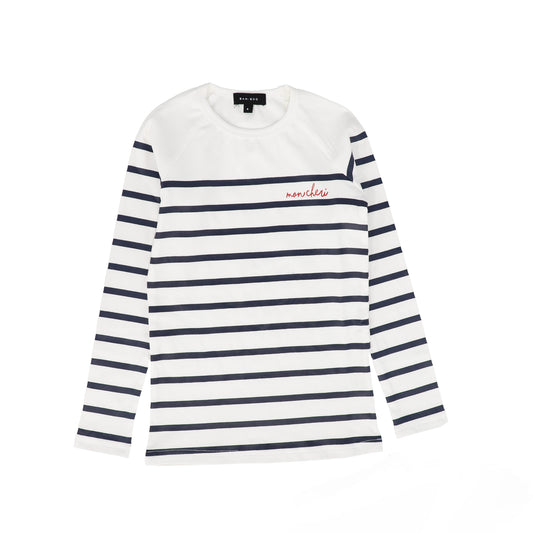 BAMBOO WHITE STRIPED LS TEE [FINAL SALE]