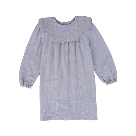 BAMBOO BLUE EMBROIDERED COLLARED DRESS [FINAL SALE]