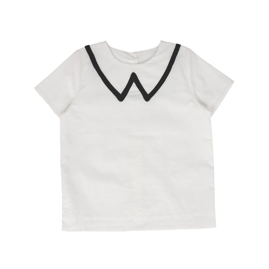 BAMBOO WHITE CONTRAST STITCH BLOUSE [FINAL SALE]