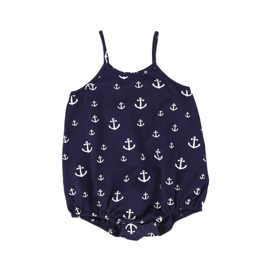 BAMBOO NAVY PRINTED ANCHOR SLEEVELESS ROMPER [FINAL SALE]