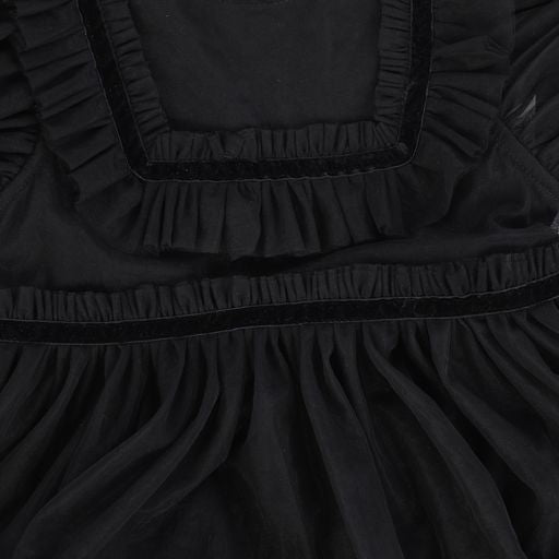 LILOU BLACK TULLE RUFFLE DRESS