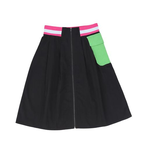 VIBE BLACK WAISTED TRIM POCKET SKIRT
