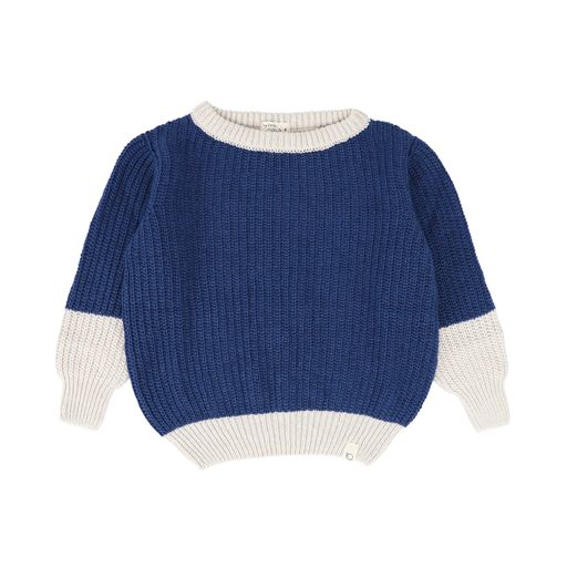MY LITTLE COZMO BLUE GREY COLORBLOCK KNIT SWEATER