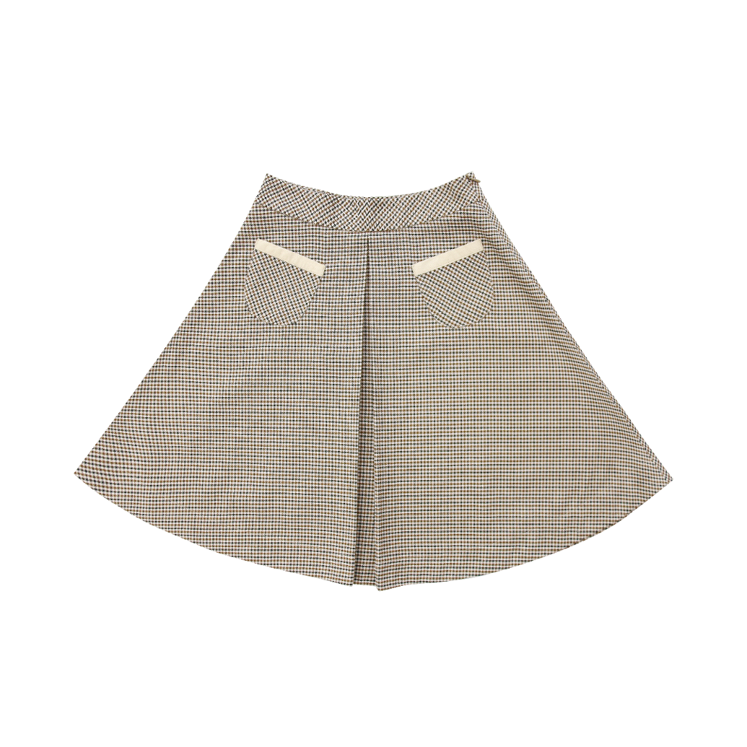 COCO BLANC BROWN HOUNDSTOOTH FRONT PLEAT SKIRT [FINAL SALE] – Luibelle