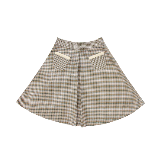 COCO BLANC BROWN HOUNDSTOOTH FRONT PLEAT SKIRT