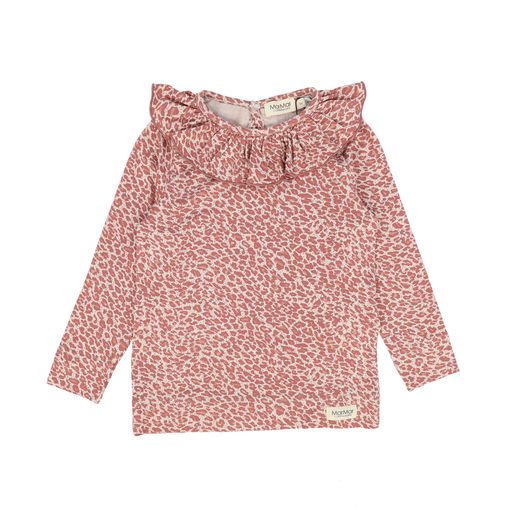 MARMAR COPENHAGEN BERRY ANIMAL PRINT RUFFLE COLLAR TOP
