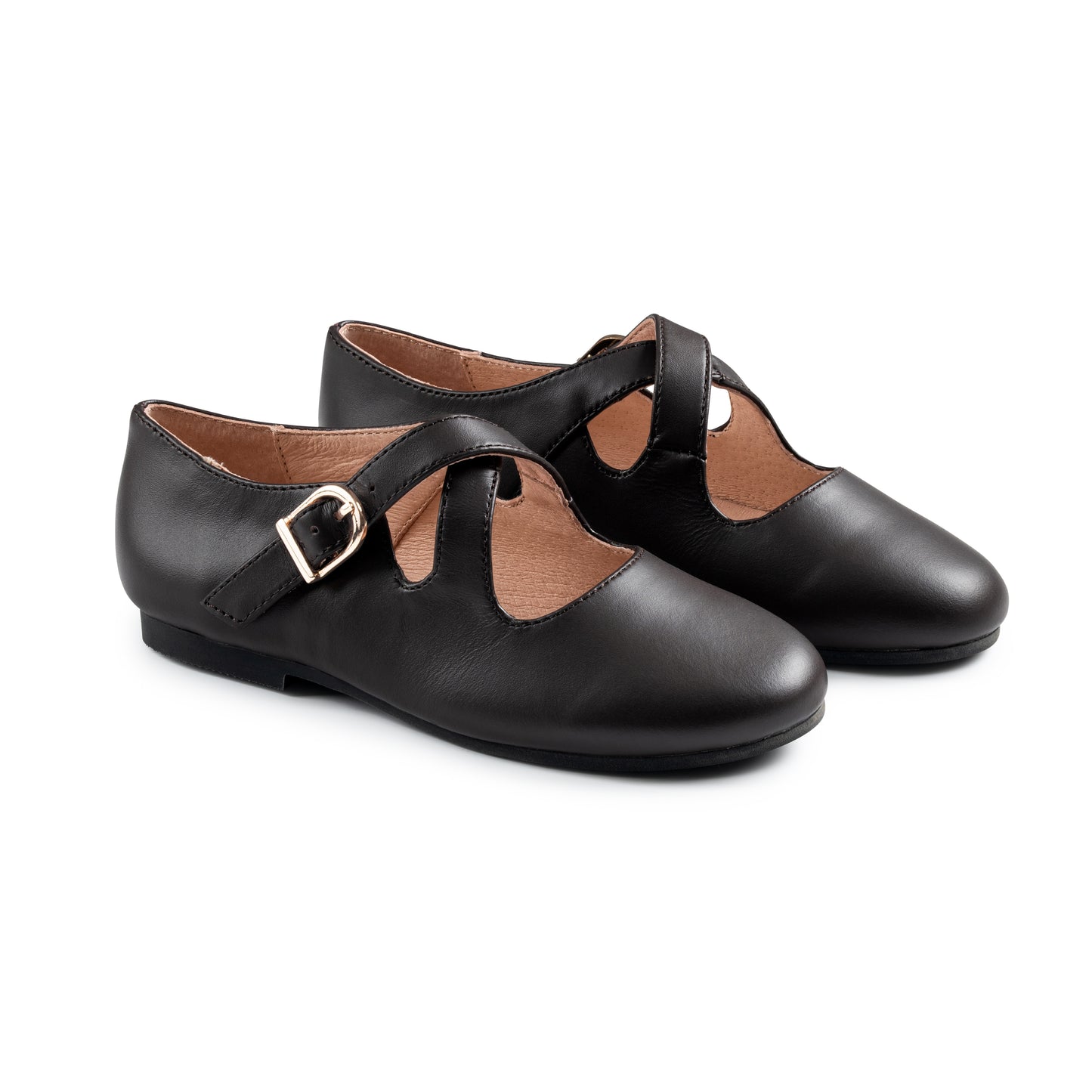 RAYBELLE BROWN LEATHER CRISSCROSS MARY JANES