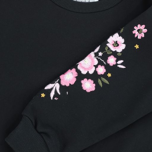 NICOLE MILLER BLACK FLOWER PATCH SWEATSHIRT