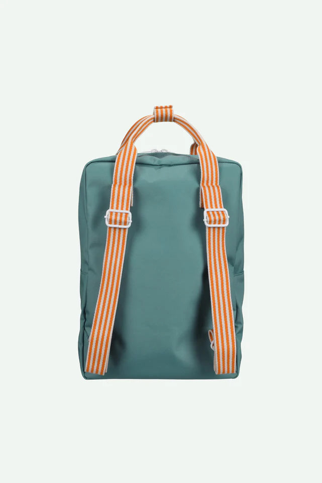 STICKY LEMON GREEN COLOR BLOCK POCKET BACKPACK