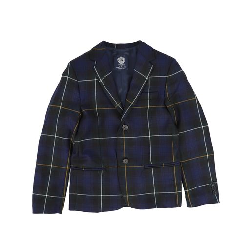 DAL LAGO NAVY PLAID WOVEN BLAZER