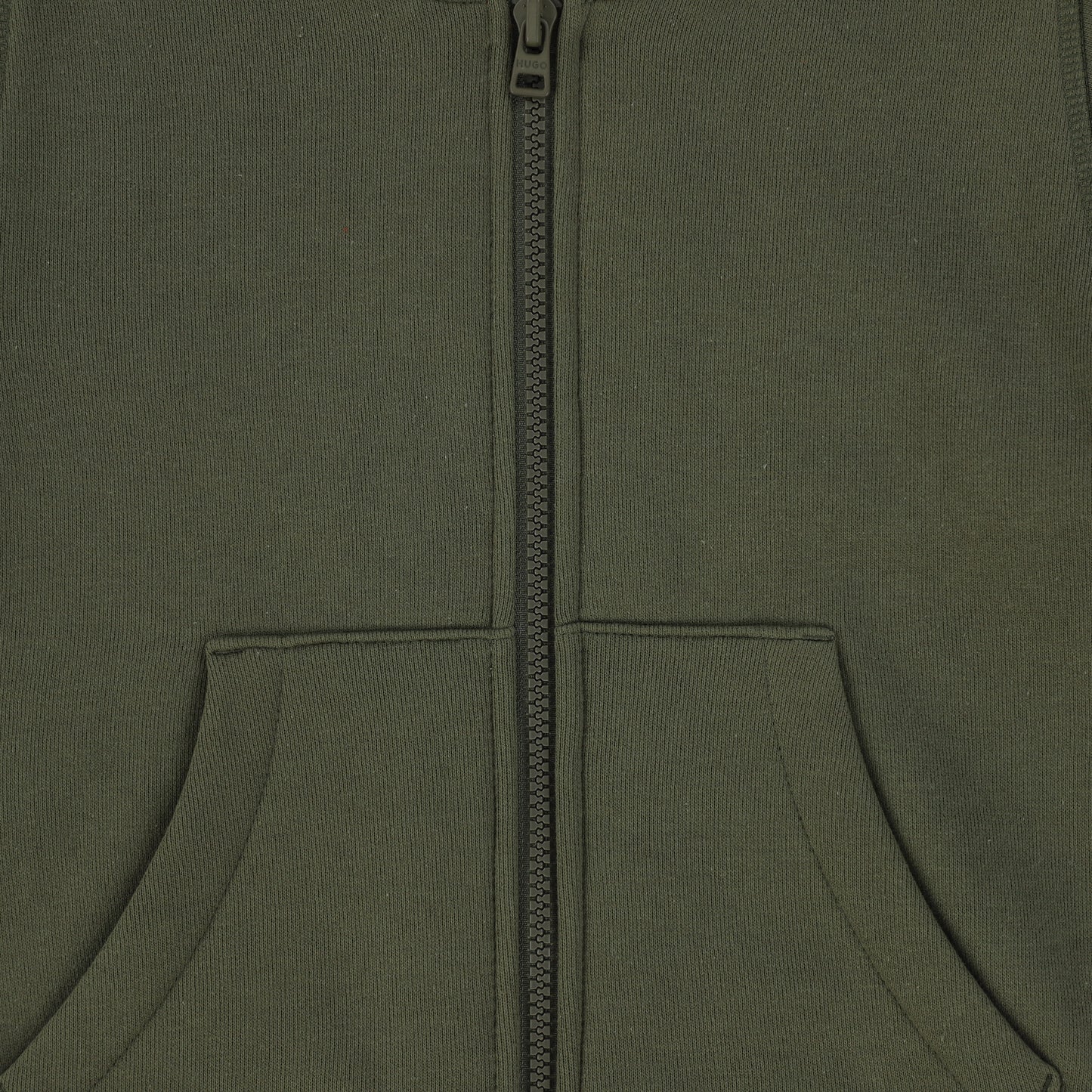 HUGO KHAKI ZIP UP LOGO HOODIE