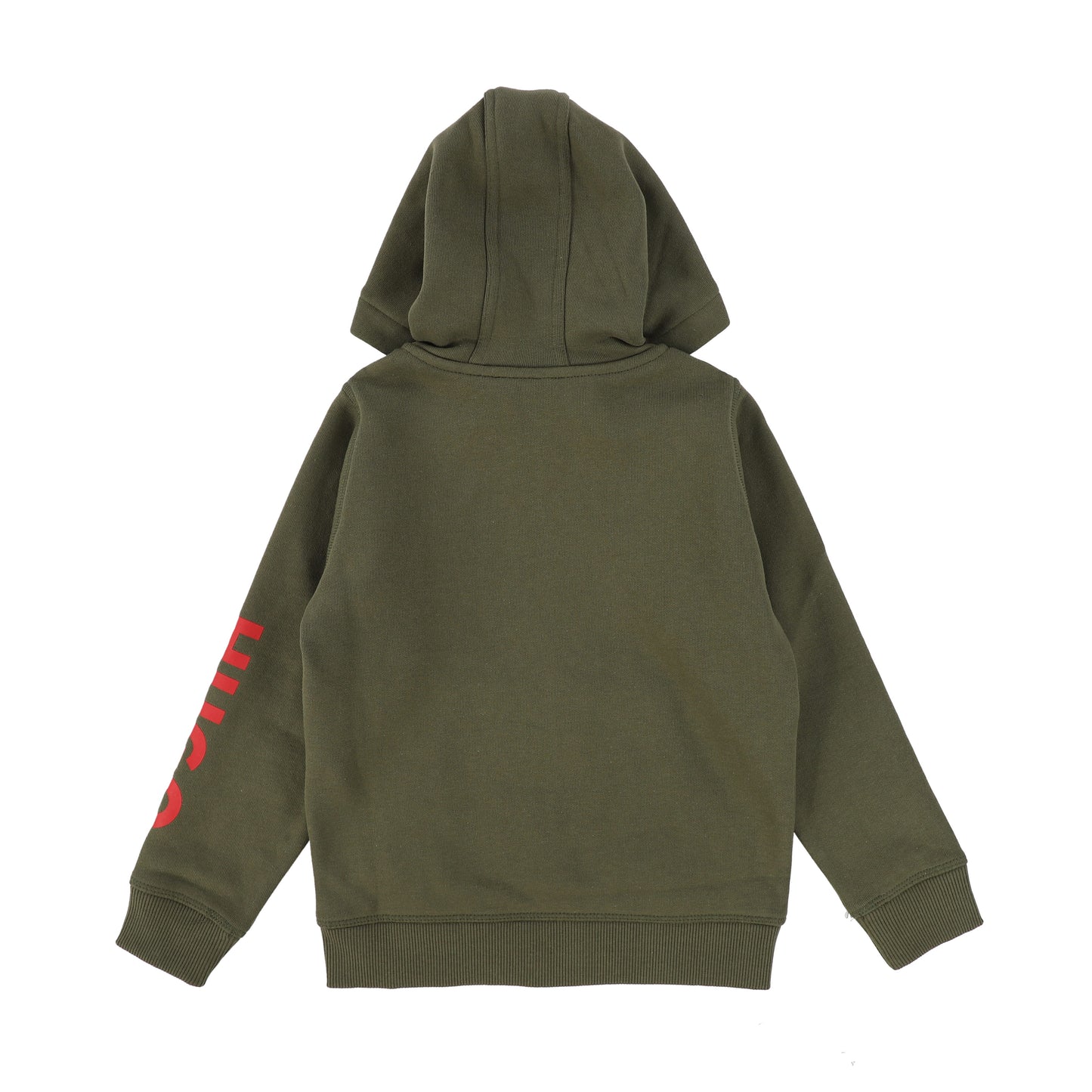 HUGO KHAKI ZIP UP LOGO HOODIE