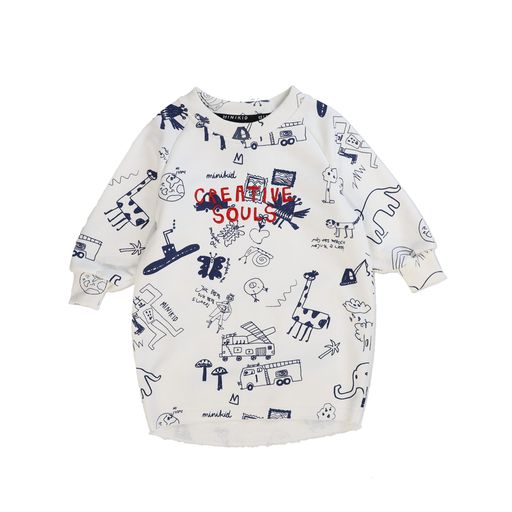 MINIKID CREAM CREATIVE SOULS DRESS