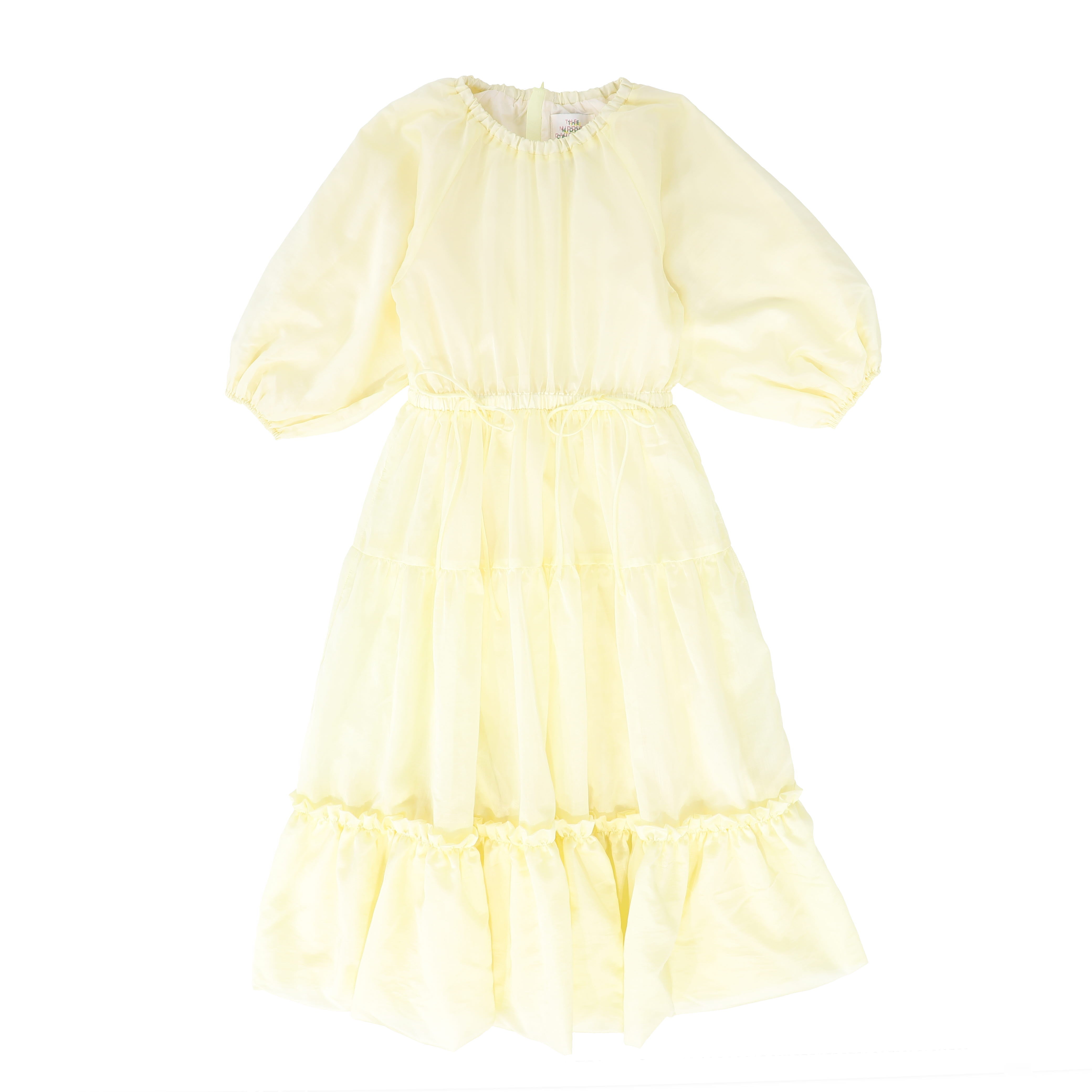 yellow bell sleeve dress Tiered Puff dazzling ensemble This stunning yellow long Homecoming Dresses Fairy Grunge Size:6