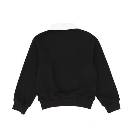 DUKE + PORT BLACK WHITE COLLAR SWEATSHIRT TOP