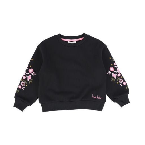 NICOLE MILLER BLACK FLOWER PATCH SWEATSHIRT