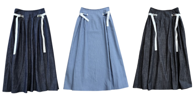 VALENTINA BLUE DENIM V BUCKLE SKIRT