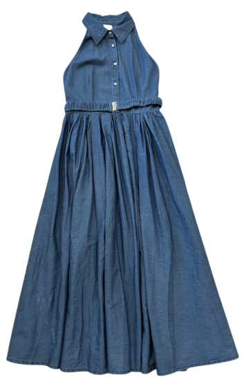 VALENTINA BLUE DENIM BELTED DENIM JUMPER
