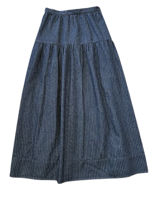 VALENTINA BLUE DENIM THIN DENIM PINSTRIPED SKIRT