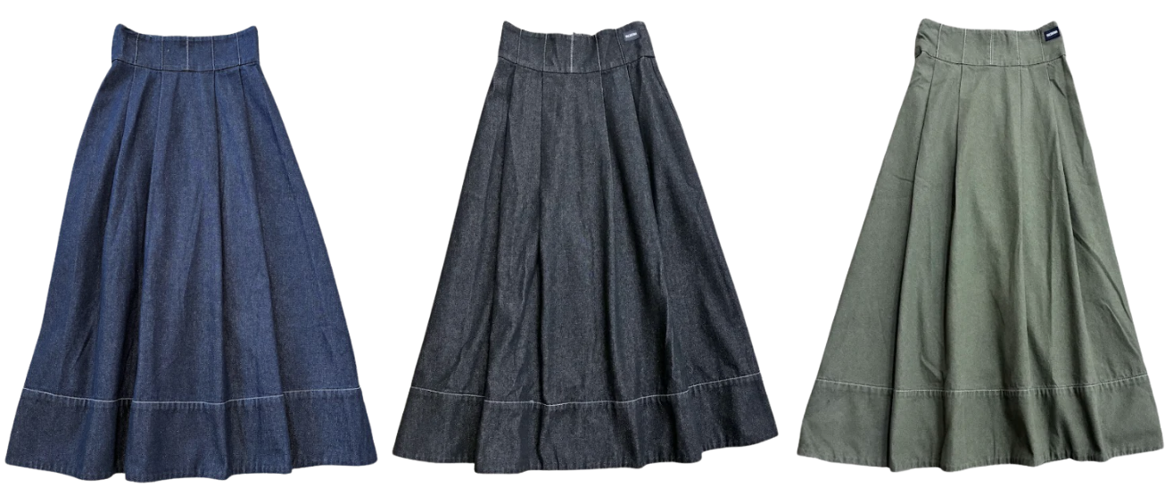 VALENTINA BLUE DENIM MAXI CONSTRAST STITCH SKIRT
