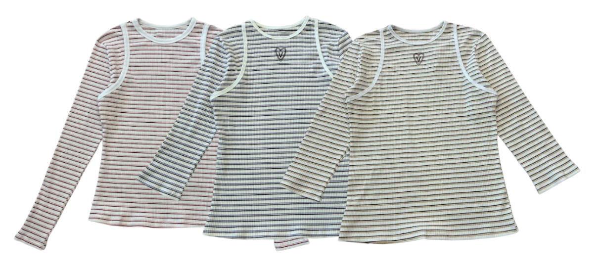 VALENTINA PURPLE SHOULDER DETAIL STRIPED T-SHIRT