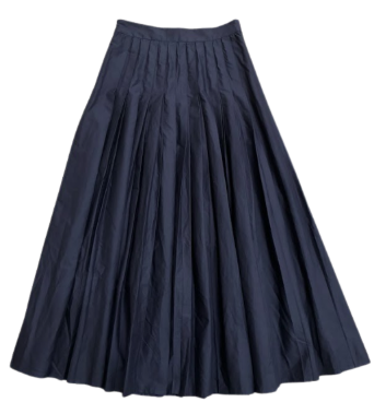 VALENTINA BLACK PLEATED TAFFETA MAXI SKIRT