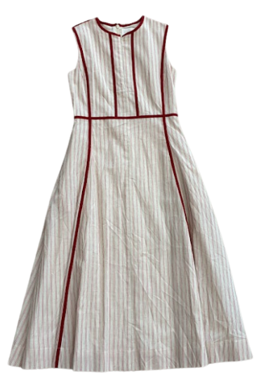 VALENTINA RED STRIPE PIPING DRESS