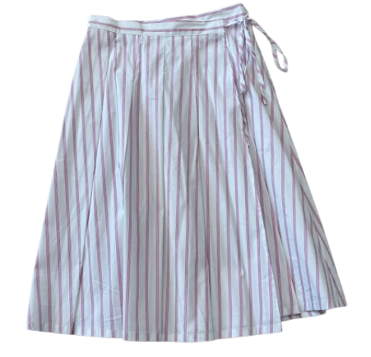 VALENTINA PINK PINSTRIPE WRAP PLEAT SKIRT