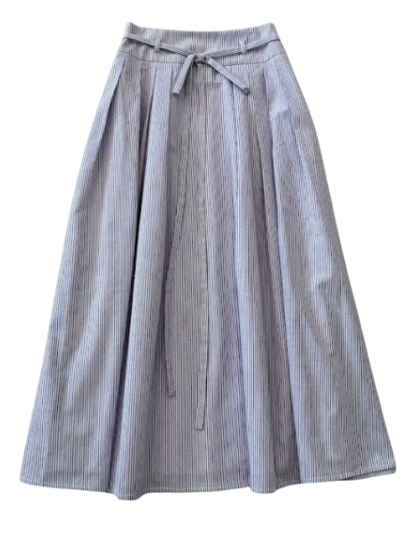 VALENTINA PURPLE STRIPED HIGH RISE MIDI SKIRT