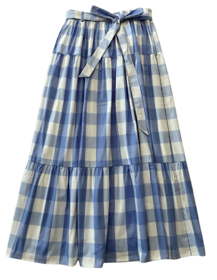 VALENTINA BLUE PLAID GINGHAM SKIRT
