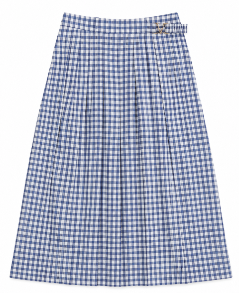 VALENTINA BLUE GINGHAM COTTON SKIRT