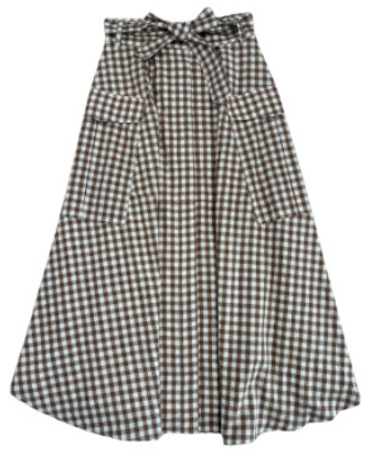 VALENTINA BROWN GINGHAM BELTED POCKET SKIRT