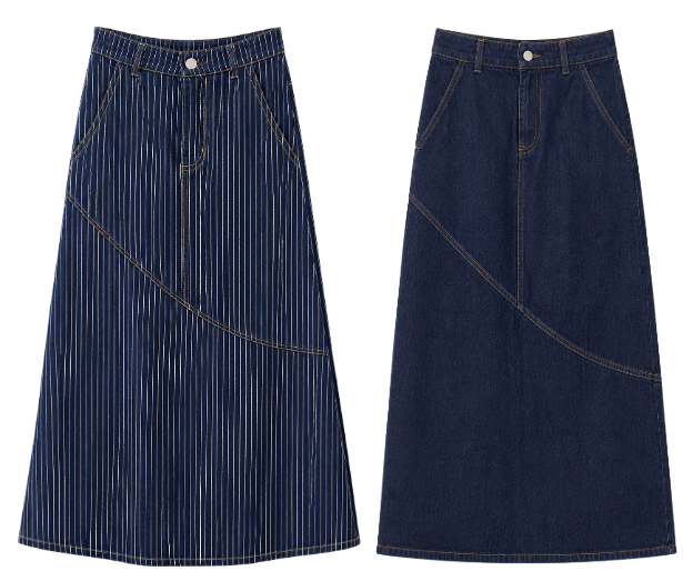 VALENTINA BLUE DENIM DIAGONAL SEAM SKIRT
