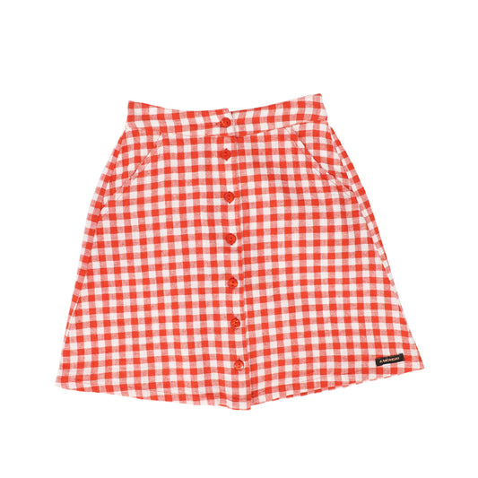 A MONDAY IN COPENHAGEN RED CHECK FLARE SKIRT