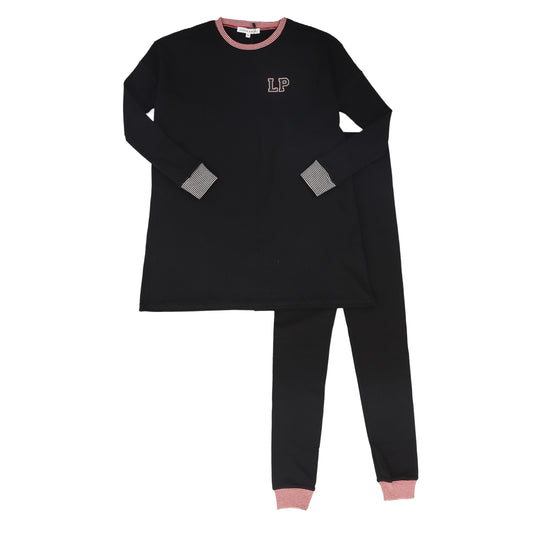 LITTLE PARNI BLACK VARSITY TEEN PAJAMA SET