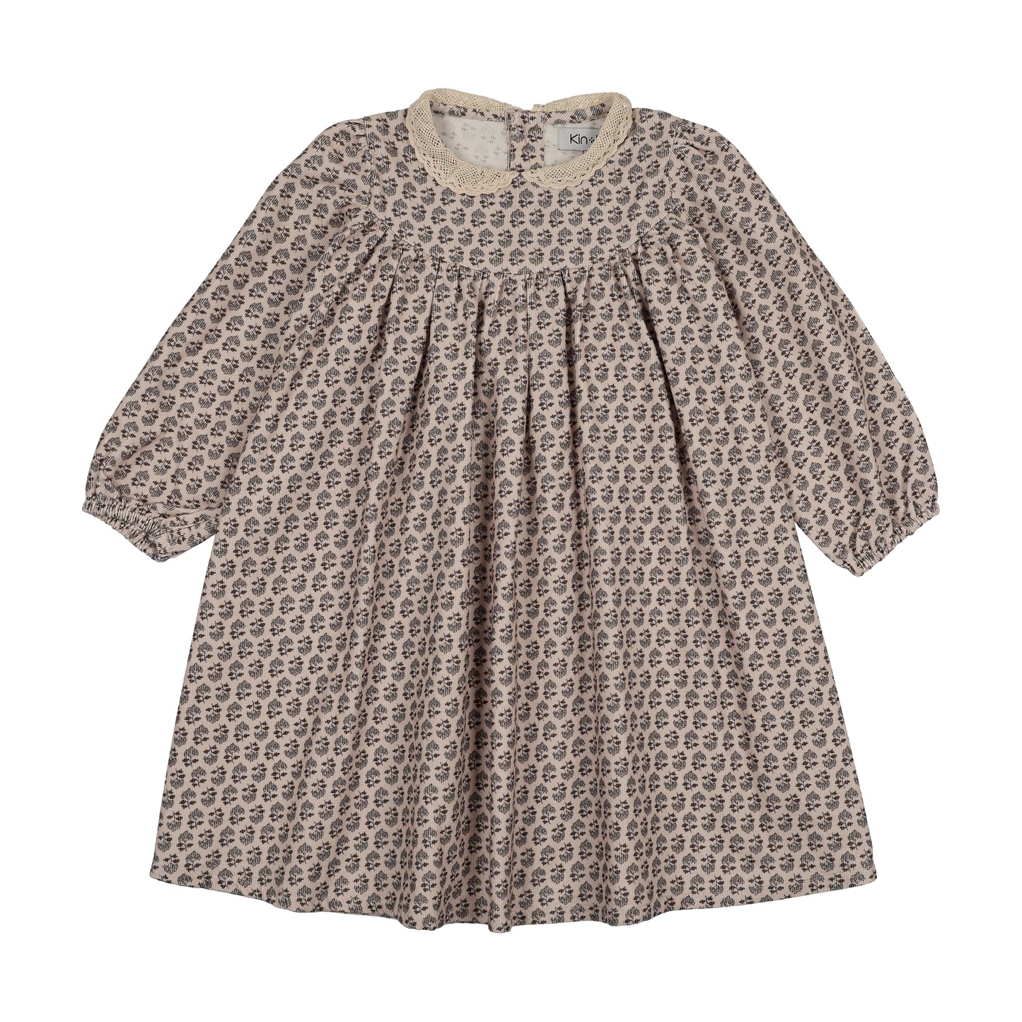 KIN & KIN CREAM LEAF PRINT LACE COLLAR DRESS