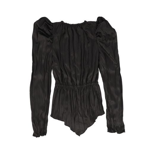 VENERA ARAPU BLACK V SHAPE PUFF SLEEVE BLOUSE