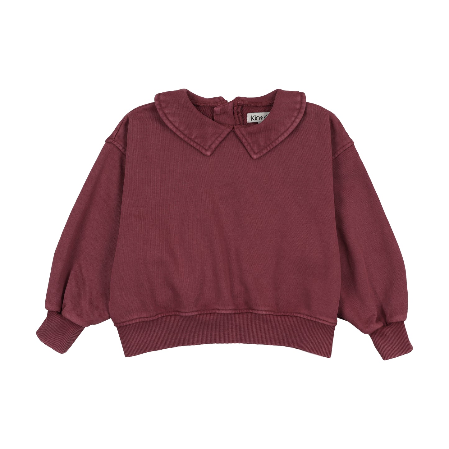 KIN & KIN BURGUNDY WASH PETER PAN COLLAR SWEATSHIRT