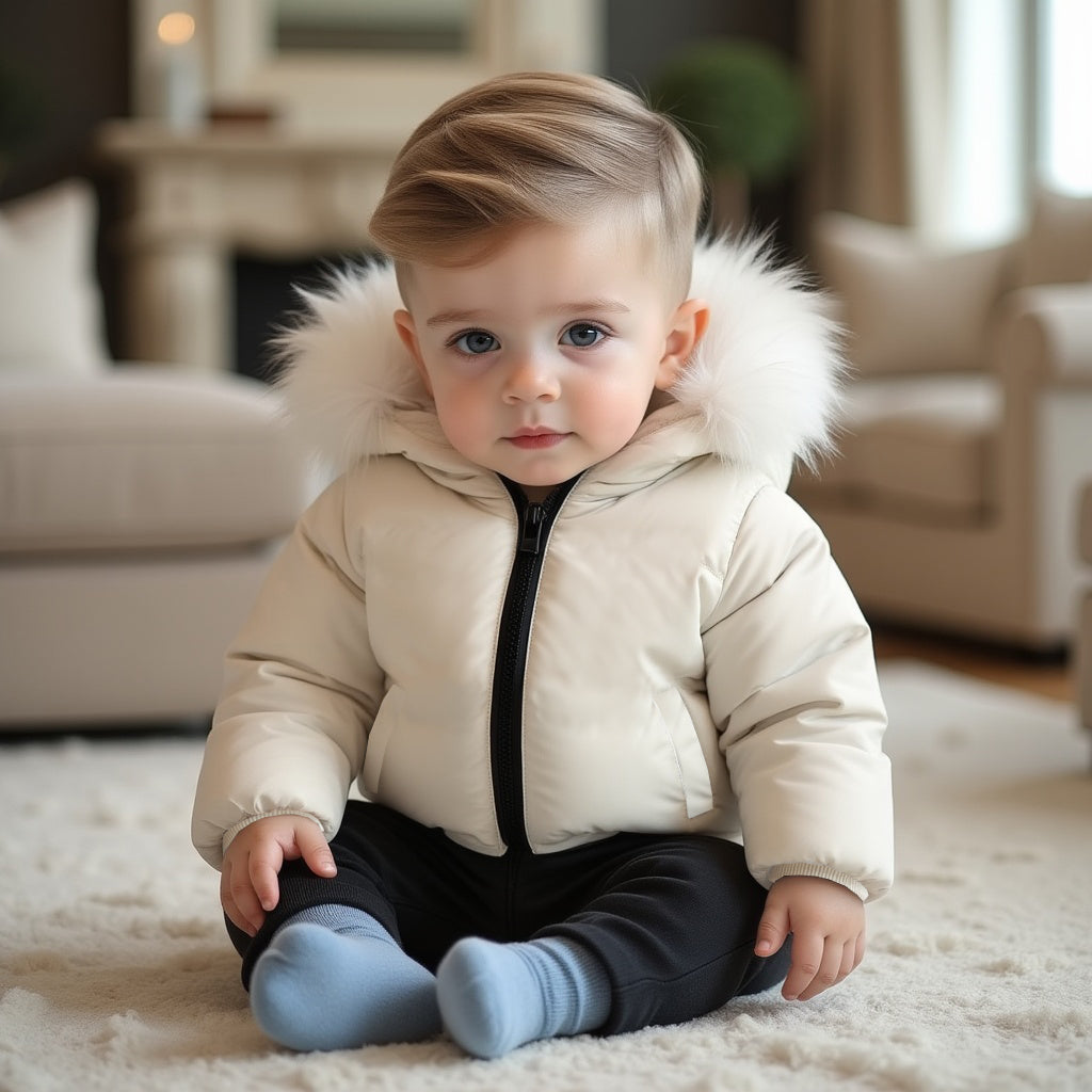SCOTCH BONNET CREAM FUR TRIM PUFFER COAT