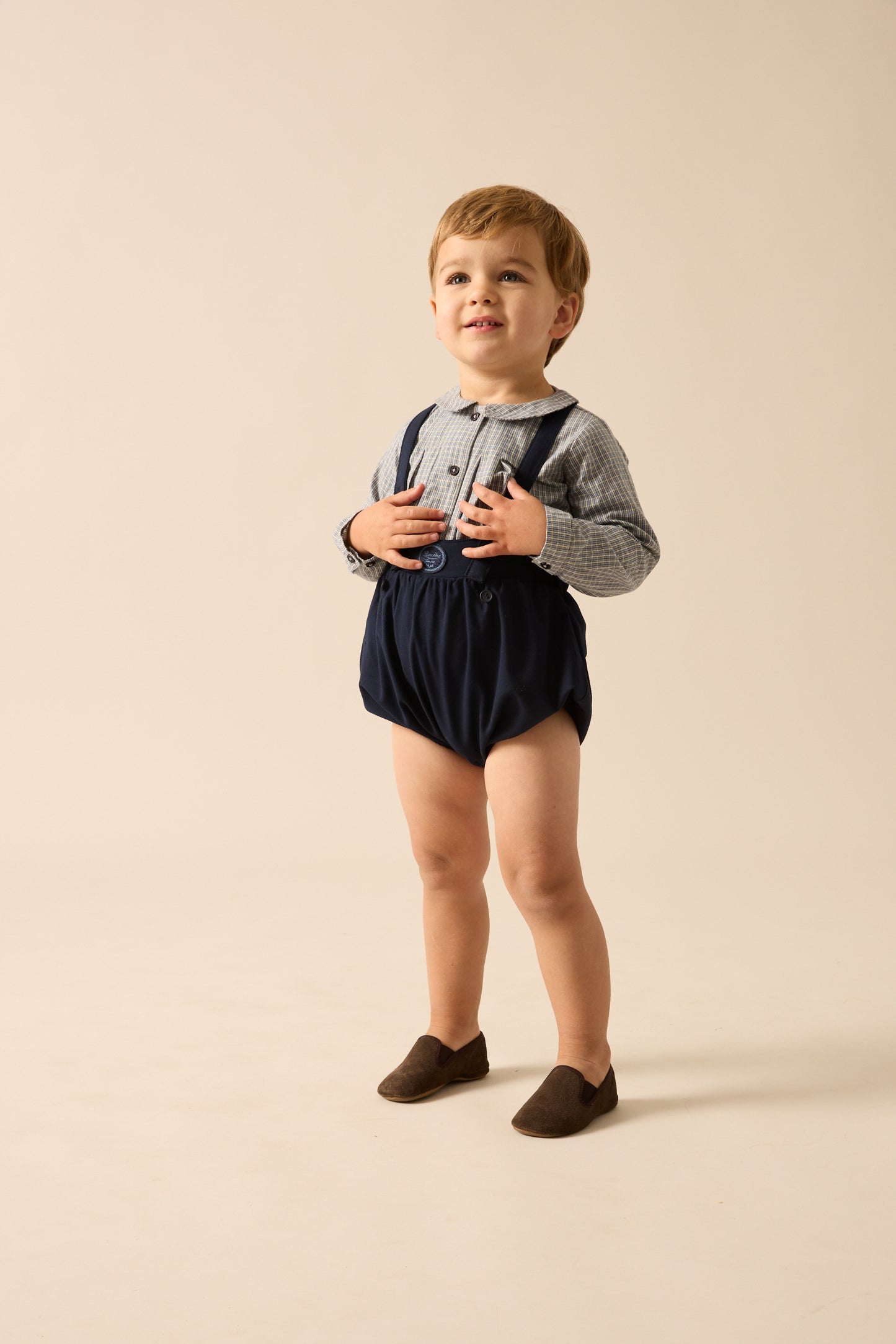 ANALOGIE NAVY PLAID EDITION BOYS ROMPER