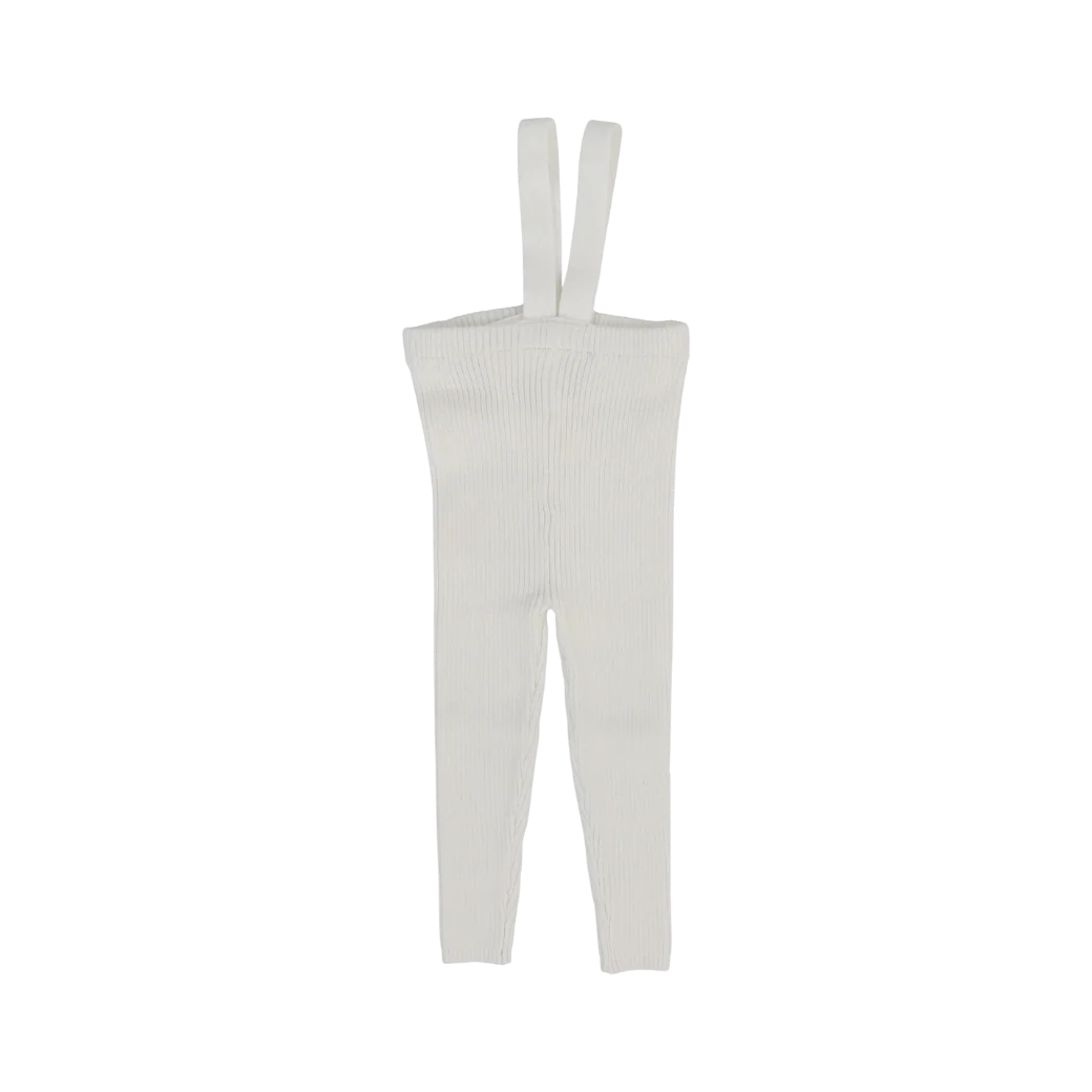 LIL LEGS OFF WHITE KNIT SUSPENDER LEGGINGS