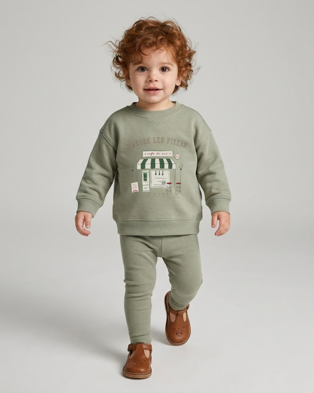 ANALOGIE DRIED GREEN CAFE BOY SWEATSHIRT SET