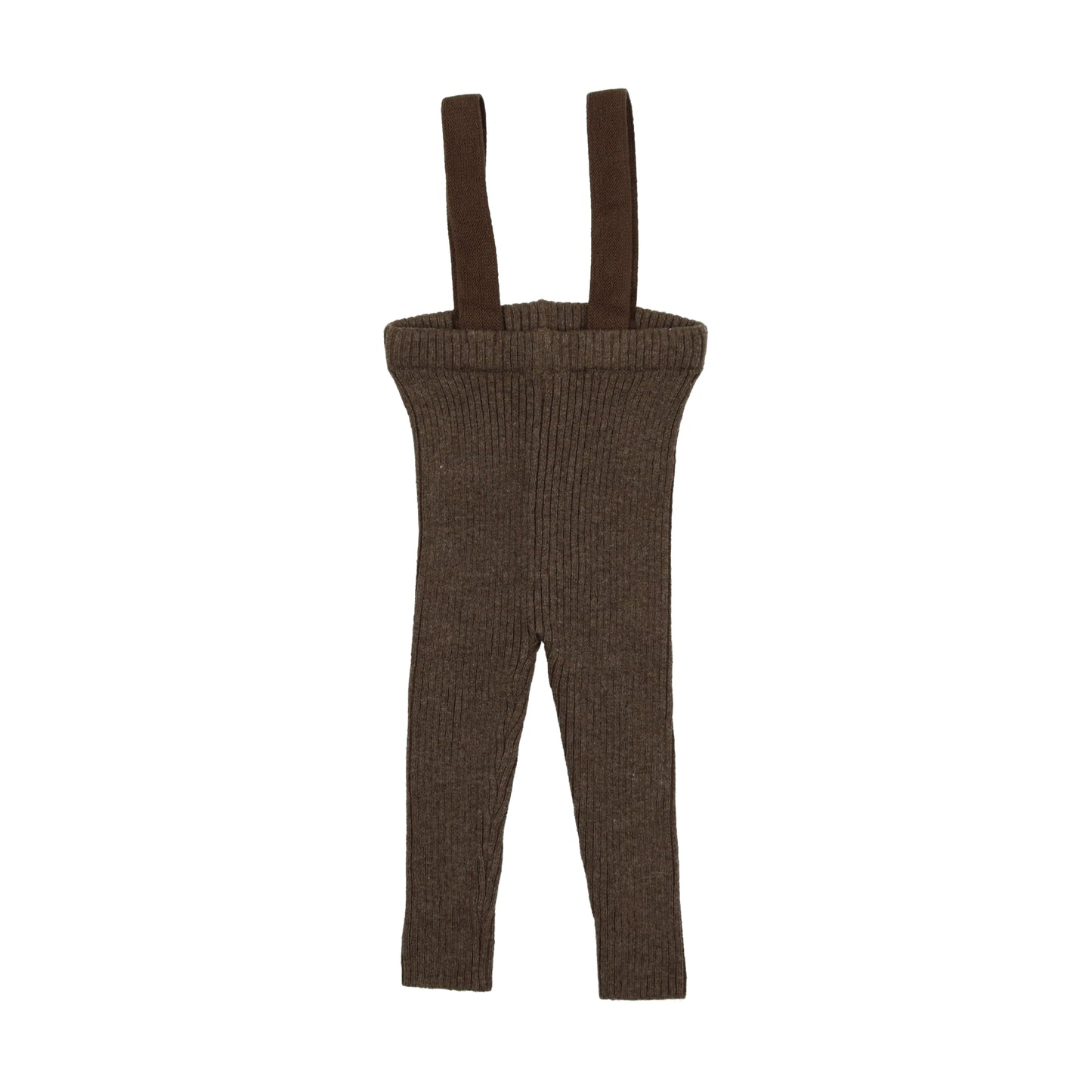 LIL LEGS HEATHER BROWN KNIT SUSPENDER LEGGINGS