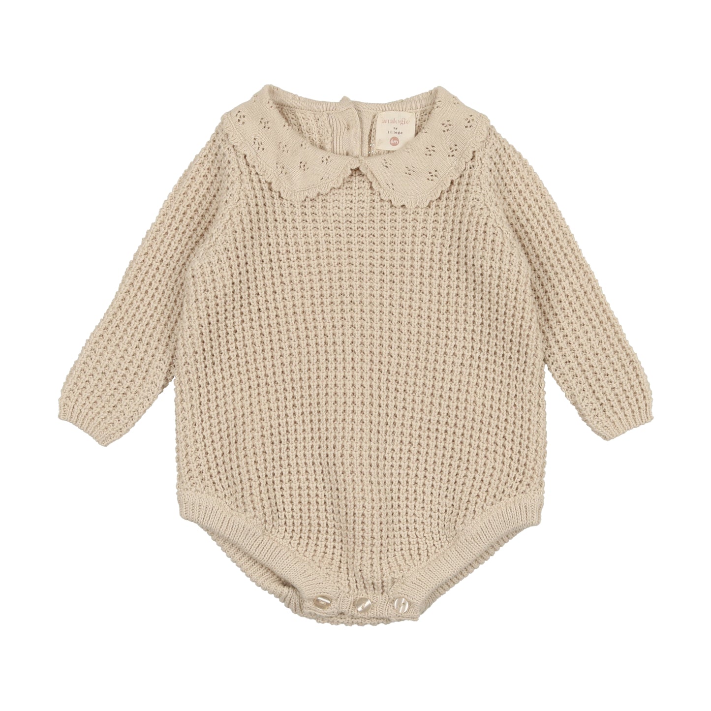 ANALOGIE NATURAL POINTELLE COLLAR KNIT ROMPER