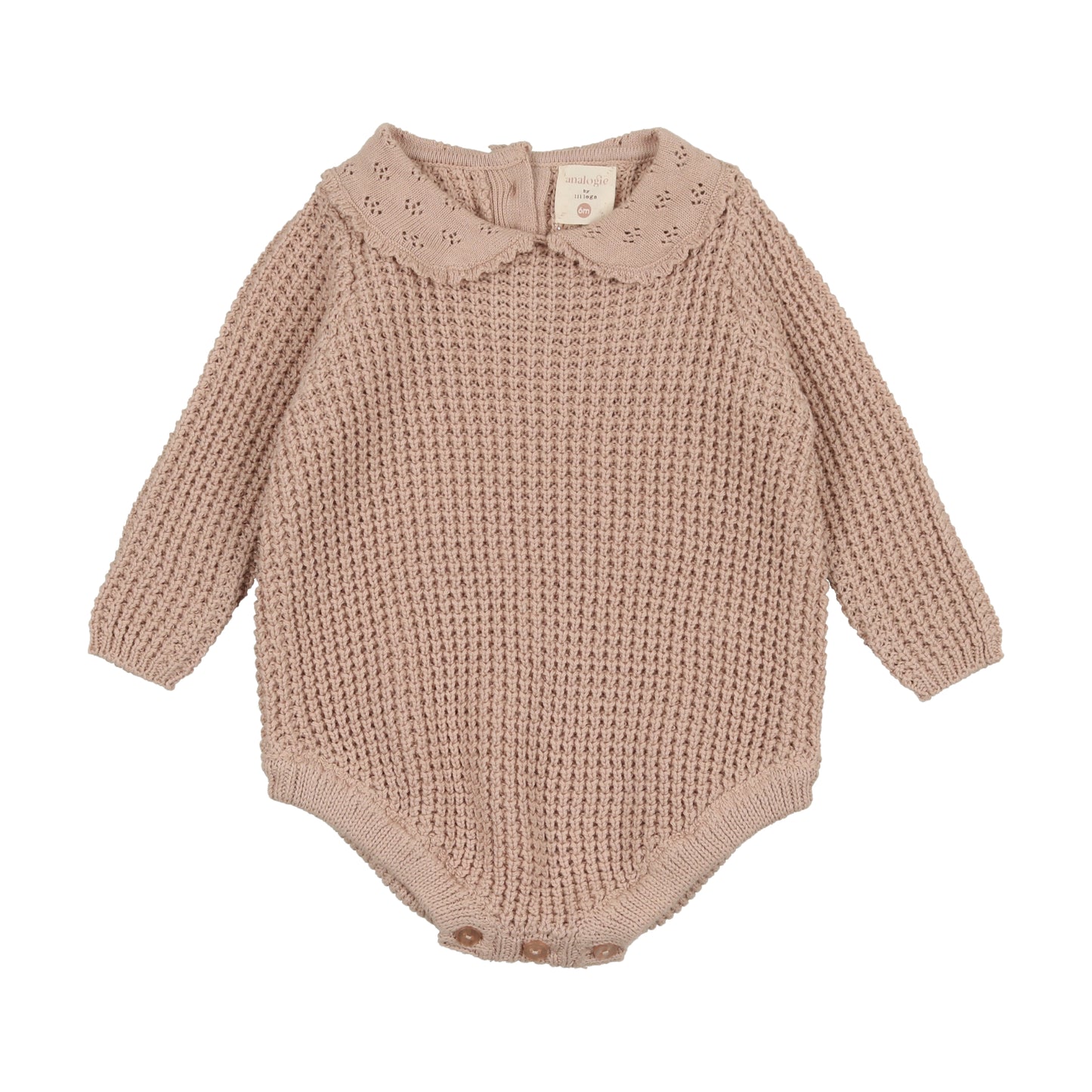 ANALOGIE BLUSH POINTELLE COLLAR KNIT ROMPER