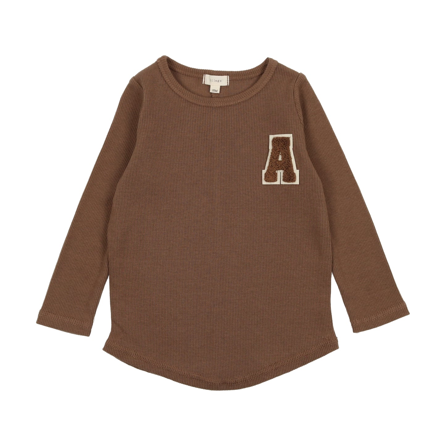 LIL LEGS CAMEL RIBBED APPLIQUE TEE