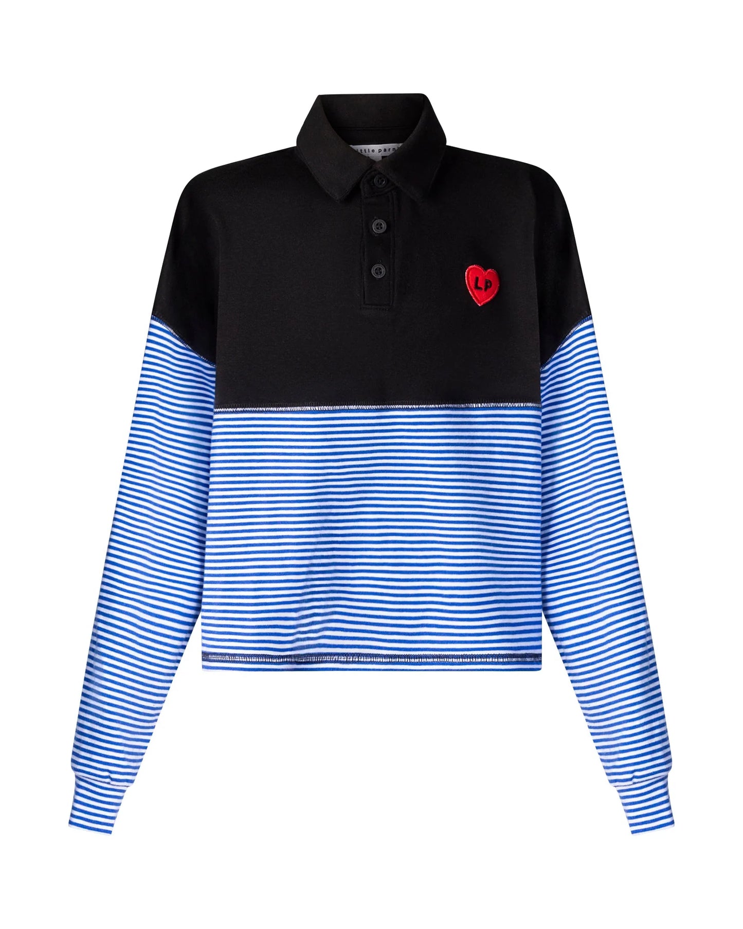 LITTLE PARNI ROYAL BLUE STRIPE POLO CROP POLO