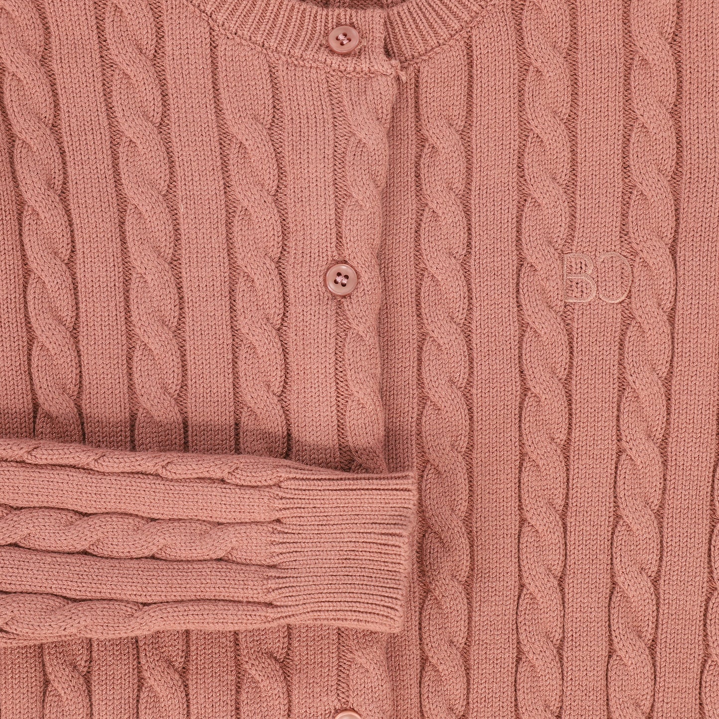 BACE COLLECTION MAUVE CABLE KNIT LOGO CARDIGAN